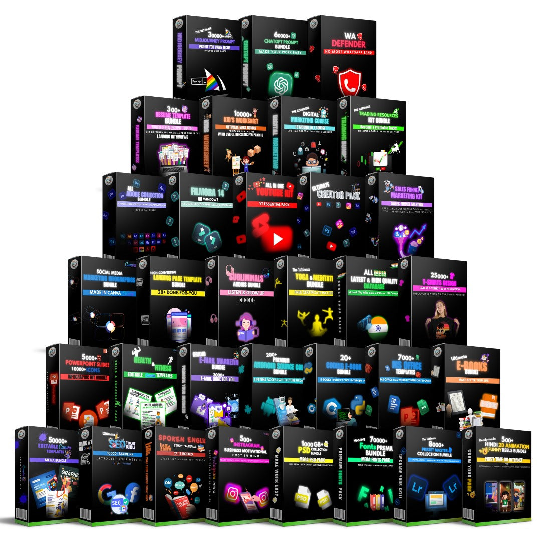Unlock 10,000+ Premium Digital Products In 2025!

Courses, EBooks, Templates, Reels, Artical & Software Everything You Need To Scale Your Business, Upgrade Your Skills & Achieve Success Amp; All At Unbeatable Prices. Your Growth Starts Here! Storeside